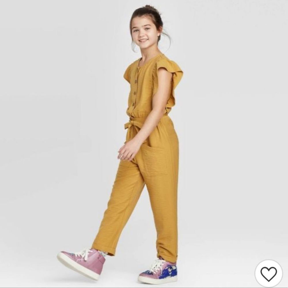 Art Class Tie Waist Button-Front Jumpsuit Small (6/6x)